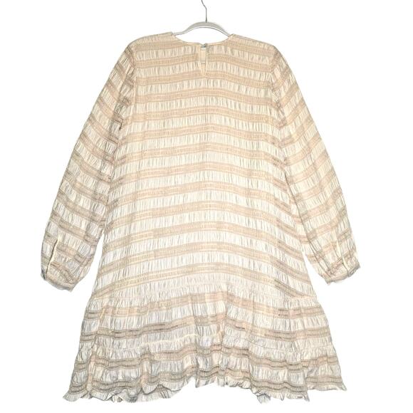 Anine Bing Viola Dress Knee Length Cream Pleating & Lace Uneven Hem M - Picture 3 of 10